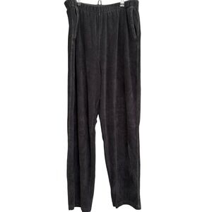Lands' End Womens Black Pull-On Pants Corduroy Size 14-16 Casual Timeless Office